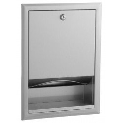 Miniature-1 Stainless steel flush-mounted towel dispenser with key, bevelled front BO-359