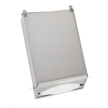Dispensador de toallas vertical de acero inoxidable para empotrar detrás de un espejo o tabique