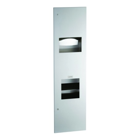 Combiné encastré inox distributeur essuie-mains, sèche-mains électrique et poubelle
