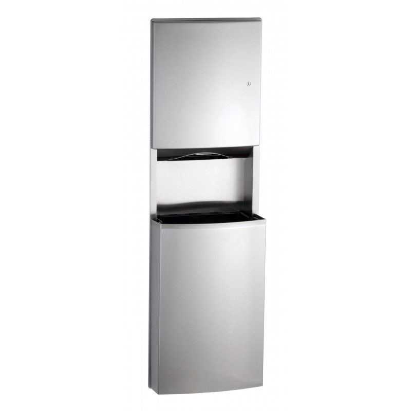 Photo Combiné encastré inox distributeur essuie-mains et poubelle grande capacité BO-43944