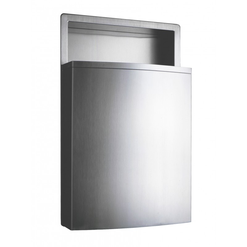 Photo Semi-recessed wall-mounted stainless steel bin BO-43644