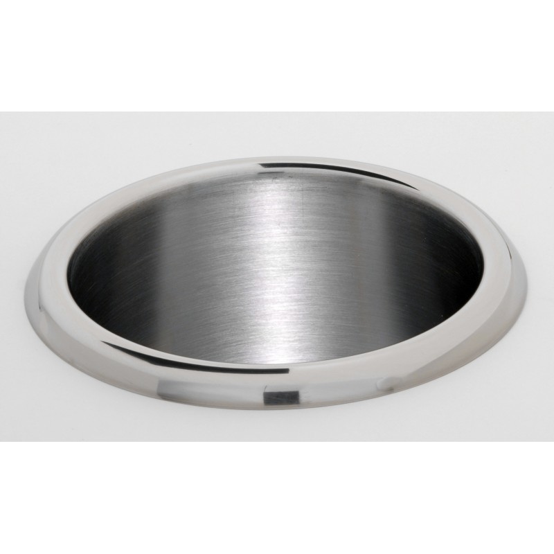 Trappe ouverte ronde inox brillant sur plan pour déchets