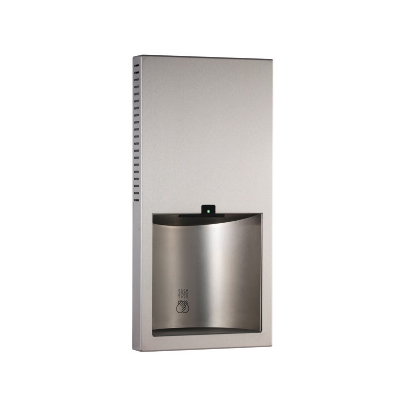 Recessed electric hand dryer design in stainless steel