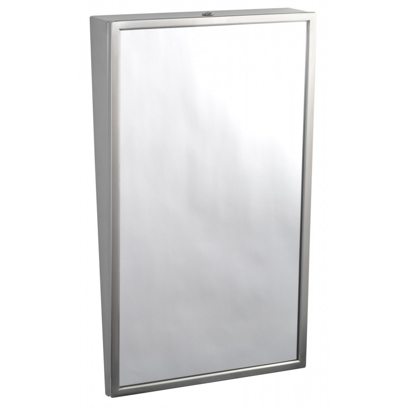 Miroir incliné accessible handicapé PMR en lieux publics avec cadre inox BO-293-1830 Photo Miroir incliné accessible handicapé PMR en lieux publics avec cadre inox BO-293-1830