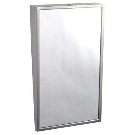 Miroir incliné accessible handicapé PMR en lieux publics avec cadre inox