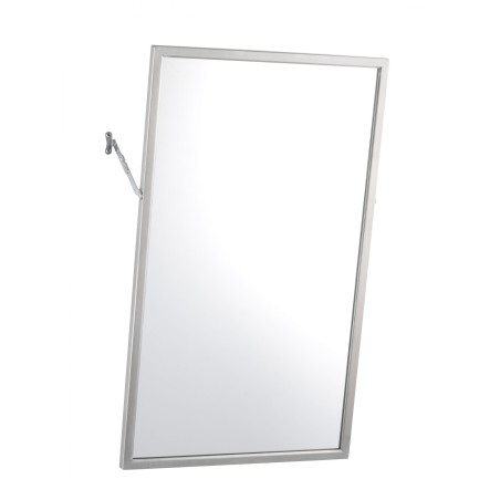 Miroir inclinable PMR à cadre inox avec bras de réglage latéral pour sanitaire public
