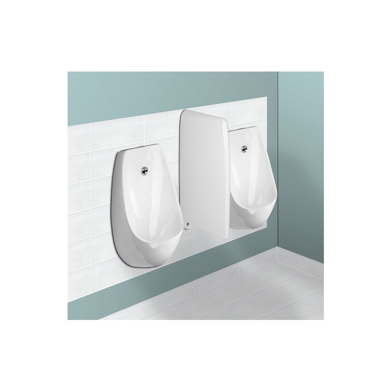 Automatic flangeless urinal DOMINO with wide bowl
