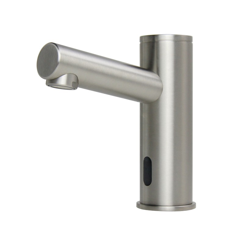 Photo Washbasin faucet ELITE stainless steel and automatic for cold or pre-mixed water RES-75-S1