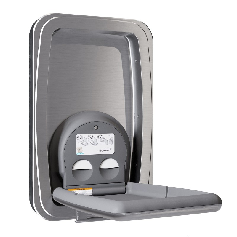 Stainless steel covered professional wall-mounted baby changing station
