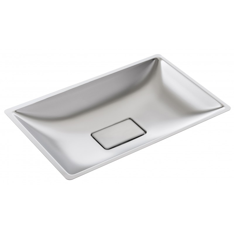 Photo Lavabo rectangular para empotrar en acero inoxidable con desagüe invisible LM-365-S