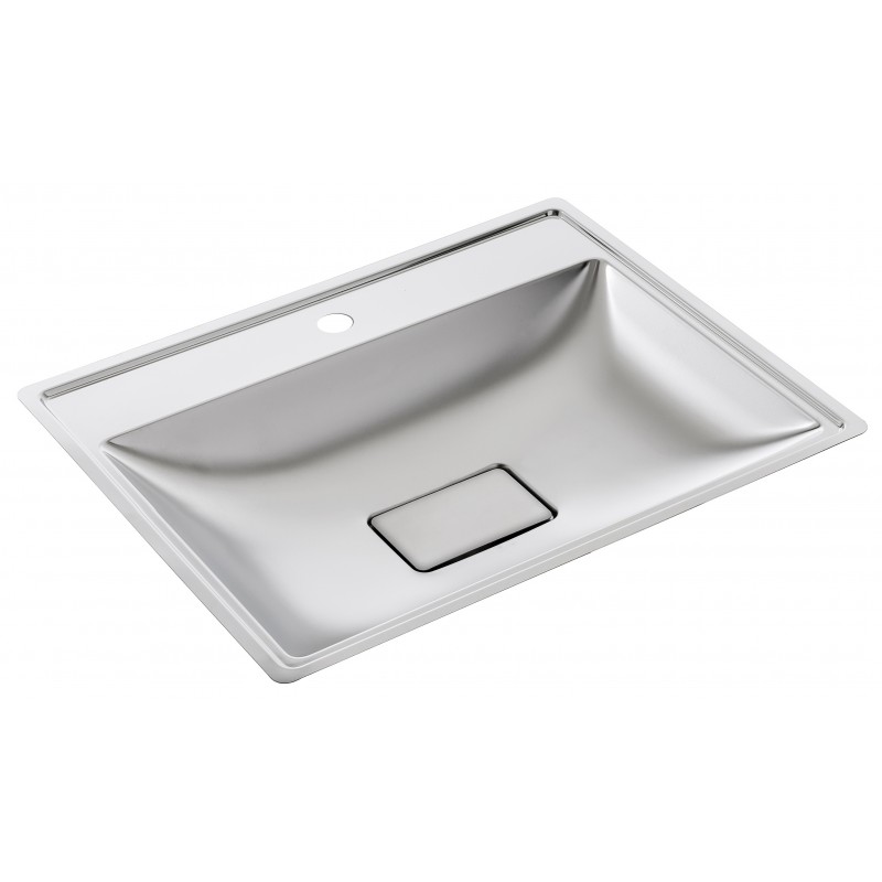Photo Rectangular inset stainless steel washbasin with tap hole LM-375-S
