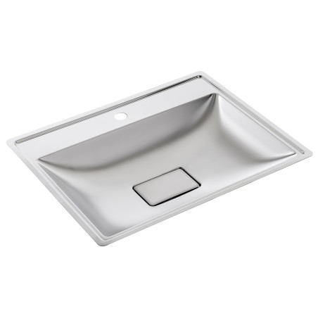 Vasque encastrable design inox rectangulaire avec plage robinet