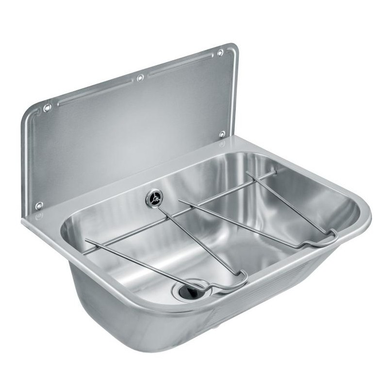 Lavabo de acero inoxidable con placa para salpicaduras