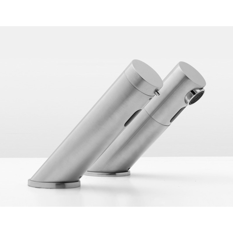 Electronic faucet AKWA and soap dispenser brushed finish