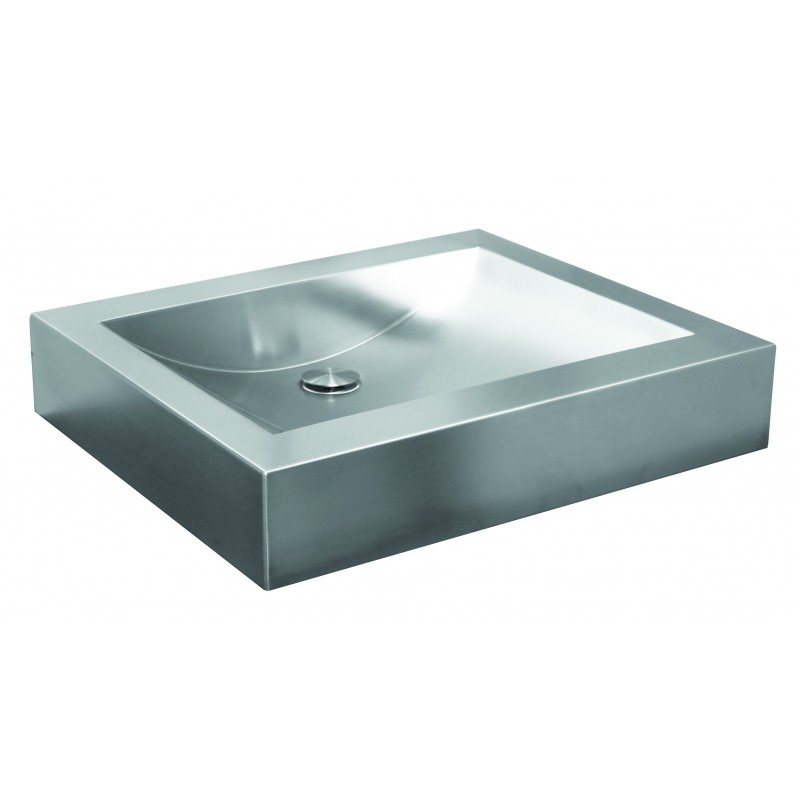 Photo Wash basin rectangular design in stainless steel L-048-S