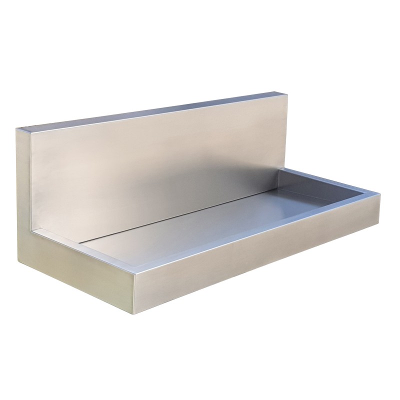 Wall mounted stainless steel collective washbasin with concealed drainage