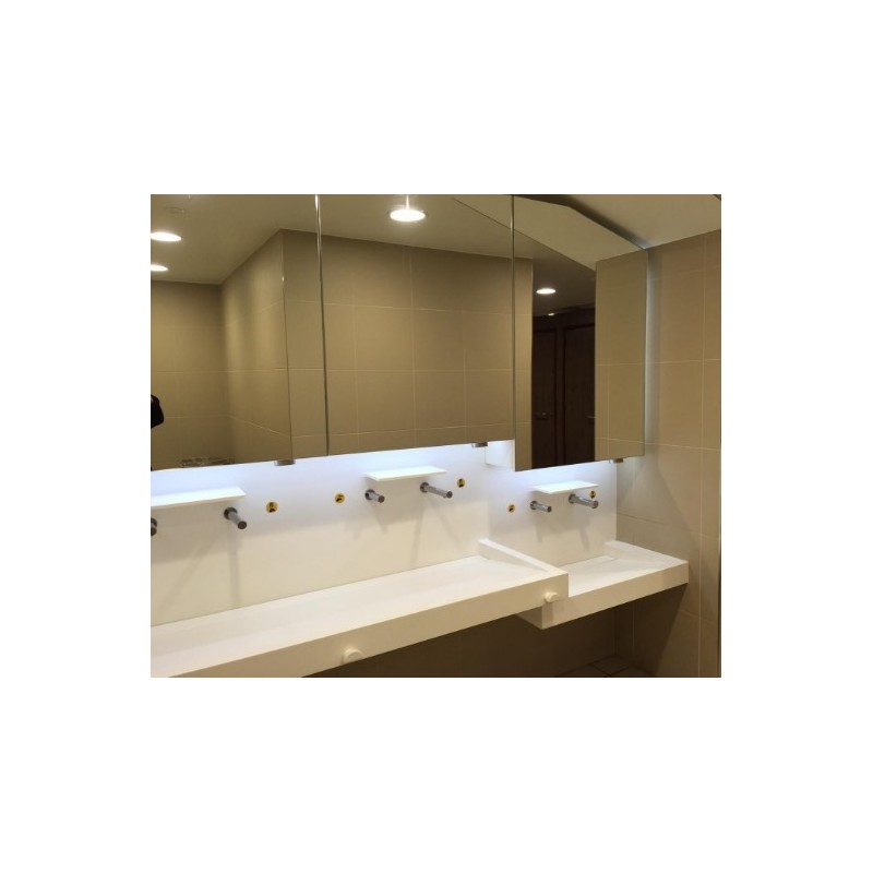 Sèche-mains avec buse intégré derrière miroir