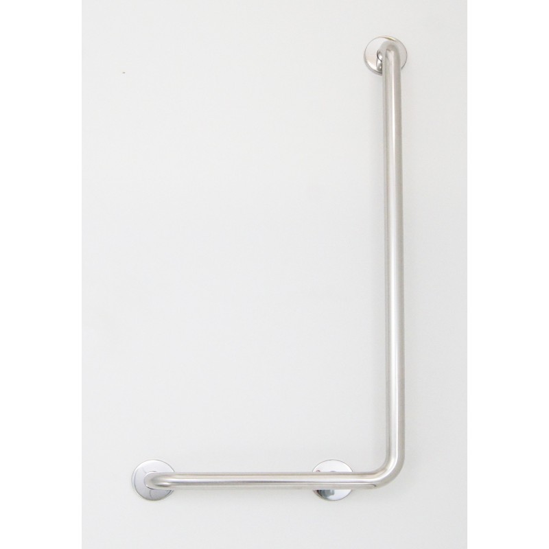 Poignée latérale de douche coudée 3 points de fixation inox brillant