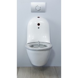 Toilettes sans bride pour sanitaires collectifs HYGISEAT avec lavage du siège et chasse automatique