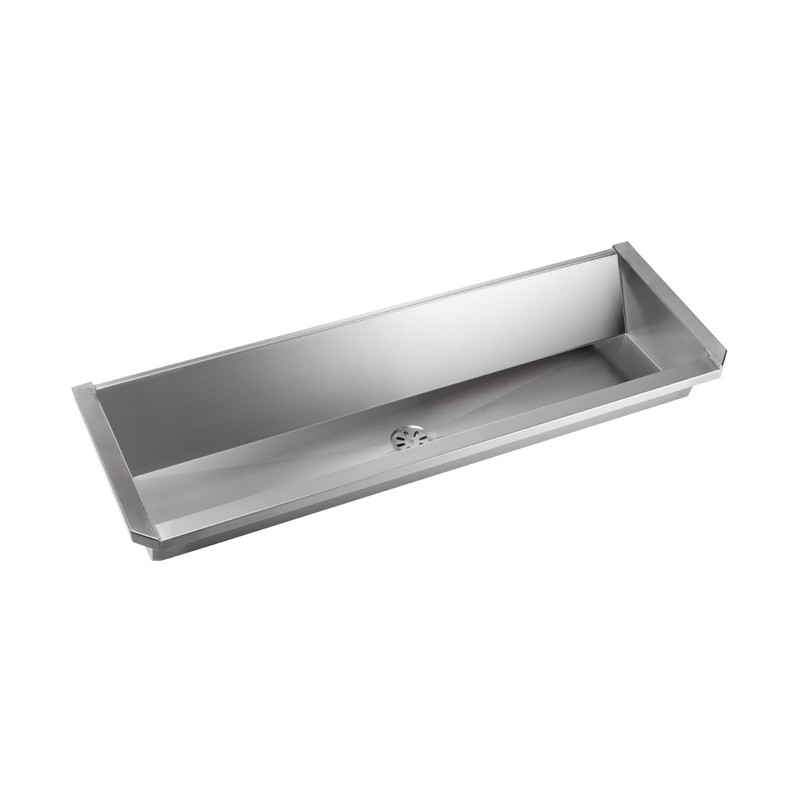 Photo Stainless steel collective washbasin for wall-mounted taps INTER-8-60