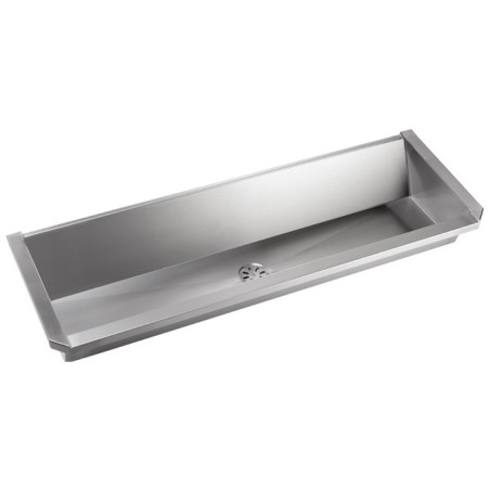 Lavabo collectif inox pour robinetterie murale, sans plage arrière