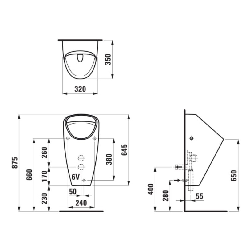 Urinario CAPRINO de diseño sin brida y sin contacto - SUPRATECH
