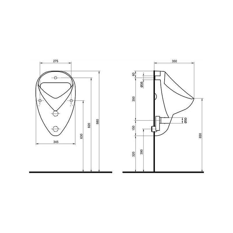 Urinario FELIX con enjuague automático invisible - SUPRATECH