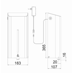 Automatic stainless steel wall-mounted soap and gel dispenser, large capacity 2L Automatic stainless steel wall-mounted soap and gel dispenser, large capacity 2L