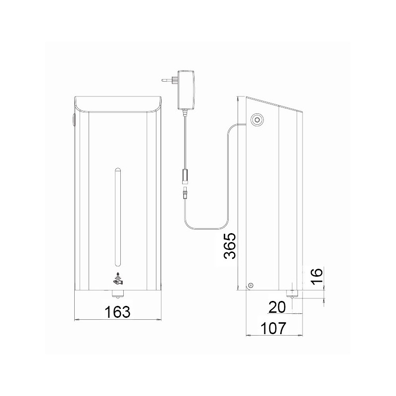 Distributeur automatique inox mural grande capacité 2L savon ou gel