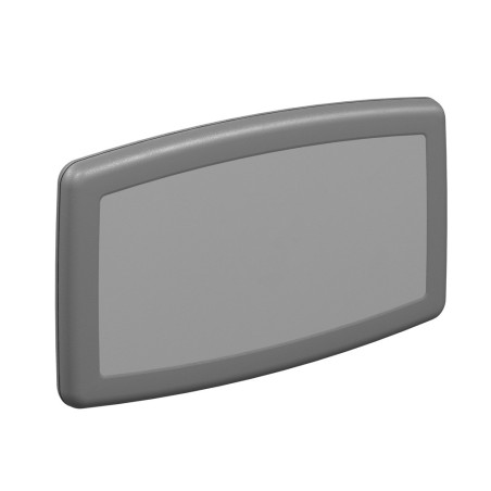 Table à langer murale repliée contre le mur, coque plastique gris foncé