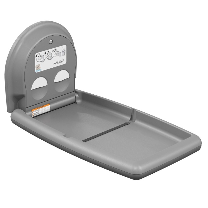 Wall-mounted vertical changing table with stainless steel front