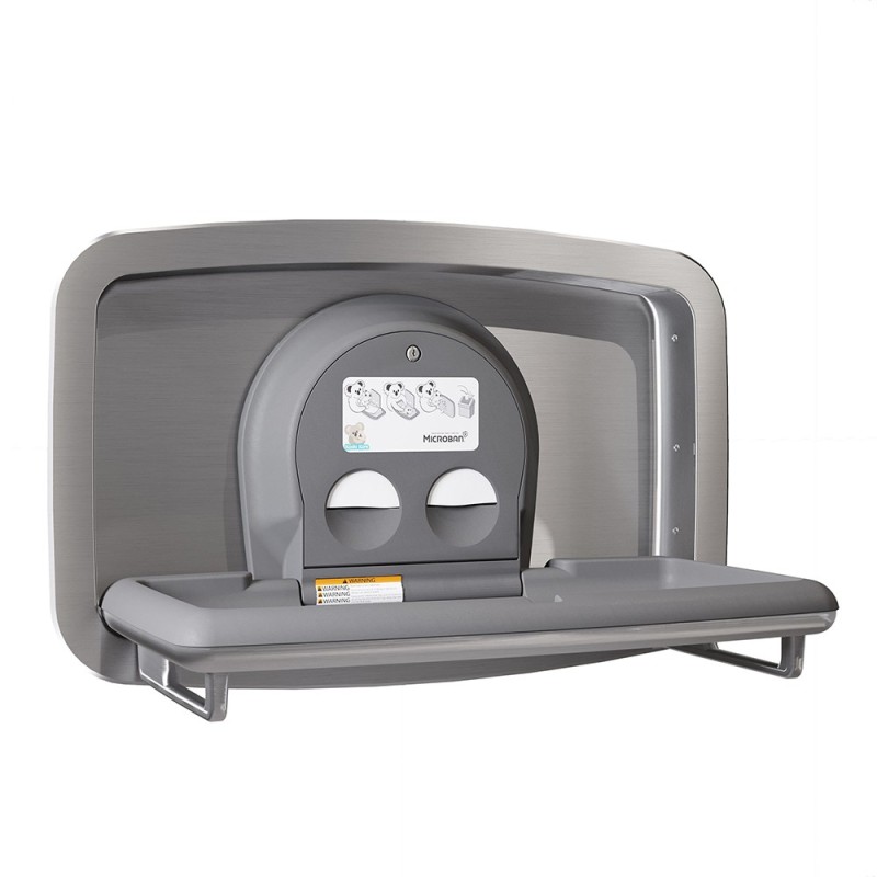 Public Horizontal Fold-Down Wall-Mounted Stainless Steel Changing Table
