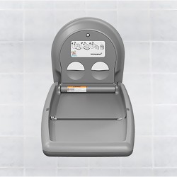Wall-mounted vertical changing table with stainless steel front