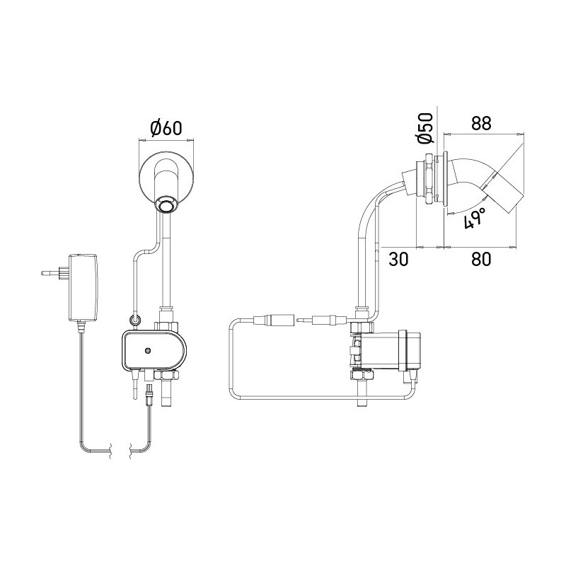 Lave-pied mural automatique pour ablution, piscine, à économie d'eau