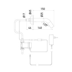 Automatic foot washer dimensions wall-mounted across partition Automatic foot washer dimensions wall-mounted across partition