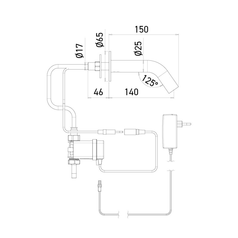 Automatic foot washer dimensions wall-mounted across partition Automatic foot washer dimensions wall-mounted across partition