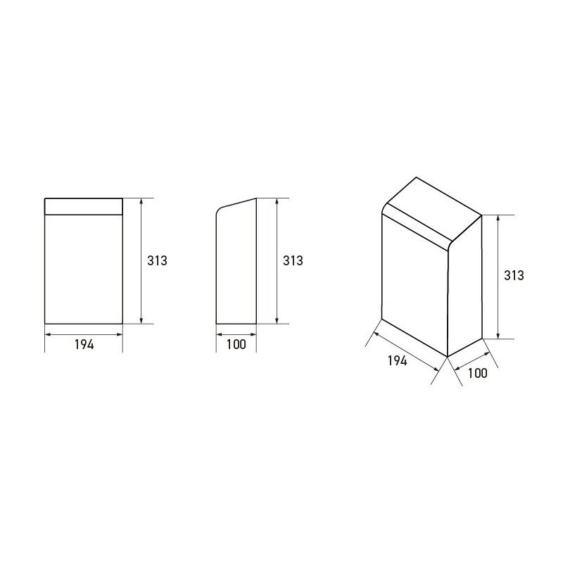 Dimensiones del secamanos SM-5001