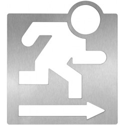 Miniature-7 Pictogram right exit in stainless steel, on demand WAC-204