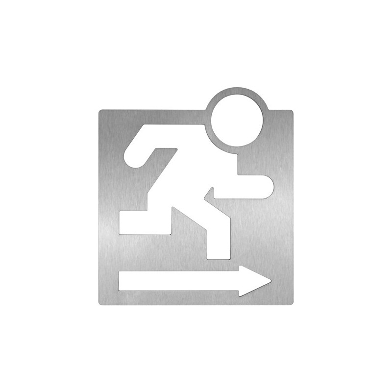 Pictogram right exit in stainless steel, on demand