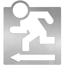 Stainless steel left exit pictogram, on request