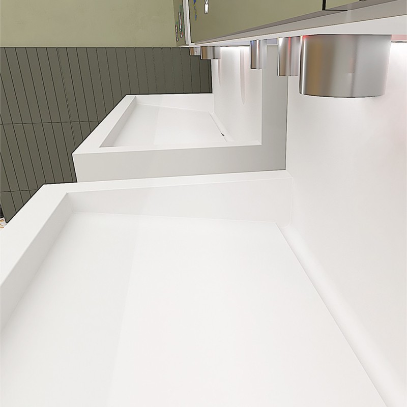 RIVAGE design wall-mounted washbasin in Solid Surface for communities