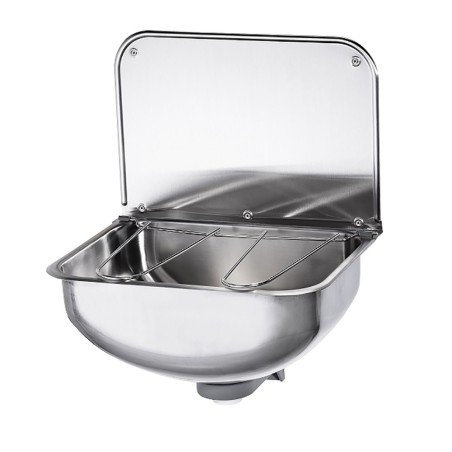 Bassin de vidage inox suspendu avec grille porte-seau
