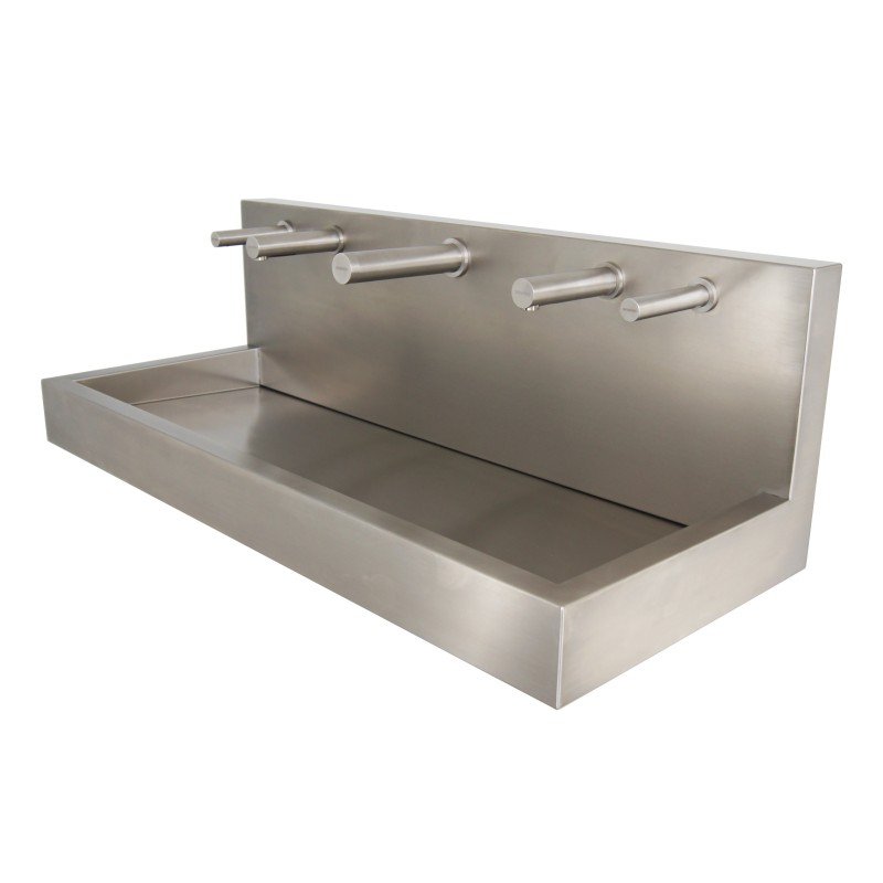 Sèche-mains automatique mural sur lavabo design assorti becs eau et savon RONDEO inox