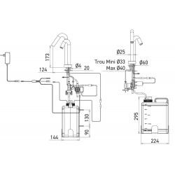 Miniature-5 Dimensions robinet ONE 2en1 avec voyant indicateur de niveau et réservoir 6L réf. RES-57V-N RES-57-N