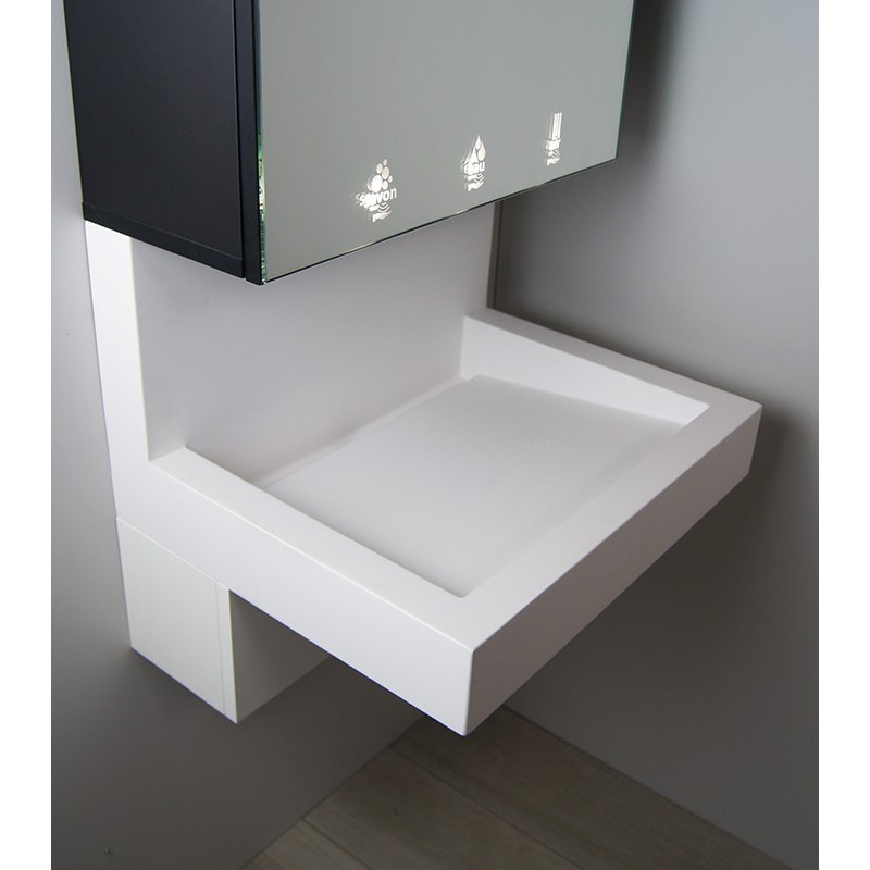Lavabo design avec crédence RIVAGE et armoire miroir FLO