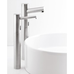 Miniature-1 Deck-mounted high-spout touch-free ELITE faucet in brushed stainless steel RES-75-R-S1