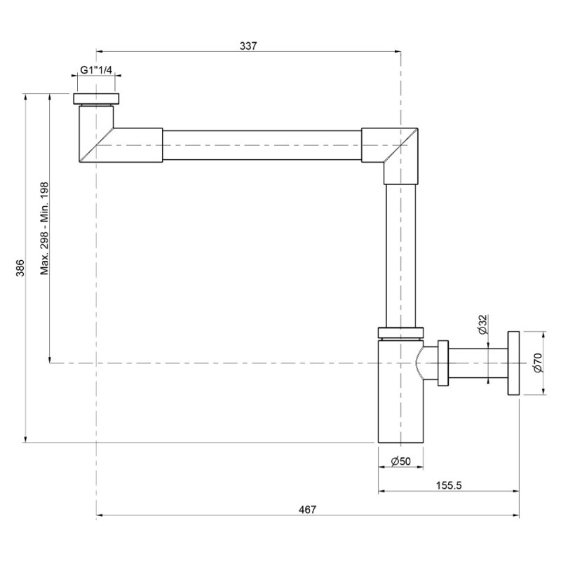 Siphon Déporté Chromé Lavabo