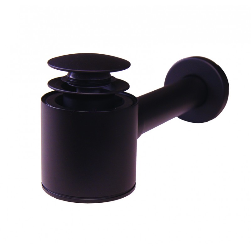 Photo Siphon lavabo extra-plat noir mat avec bonde dôme BS-36N