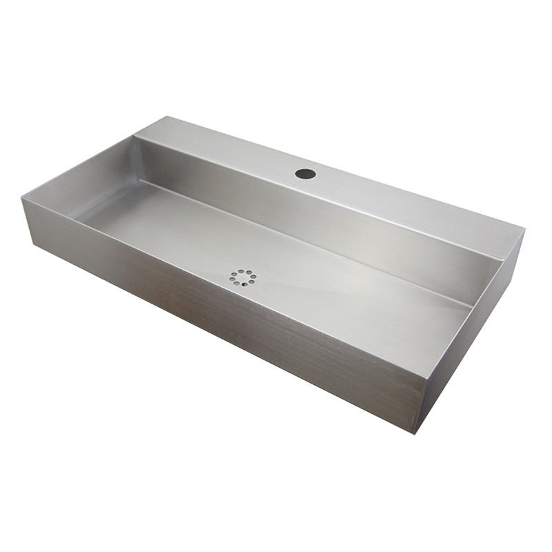 Photo Lavabo à bord fin inox design rectangulaire L-160