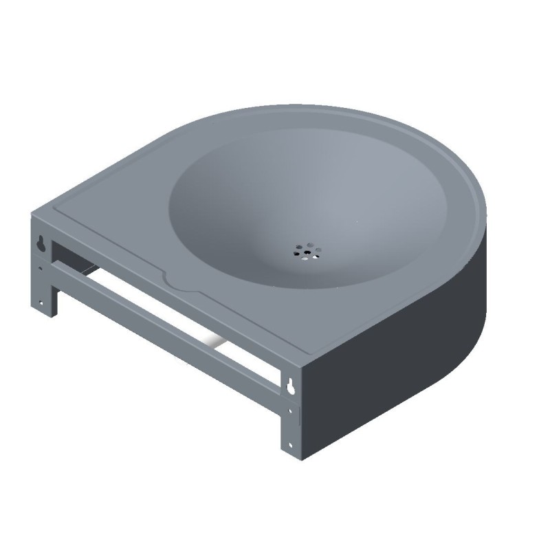 Wall mounted stainless steel sink for people reduced mobility